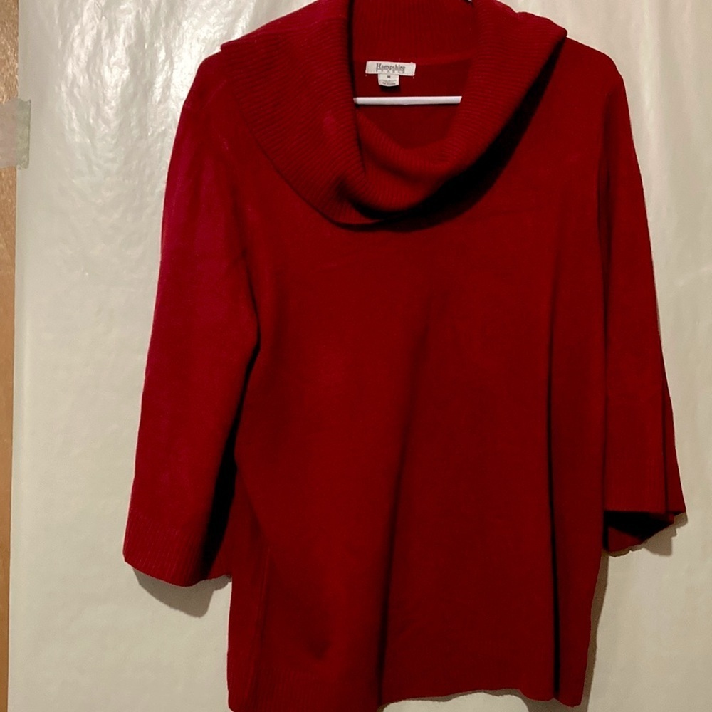 Hampshire Studio Cowl Neck Sweater size Medium Red Office Wear‎ Dressy Casual